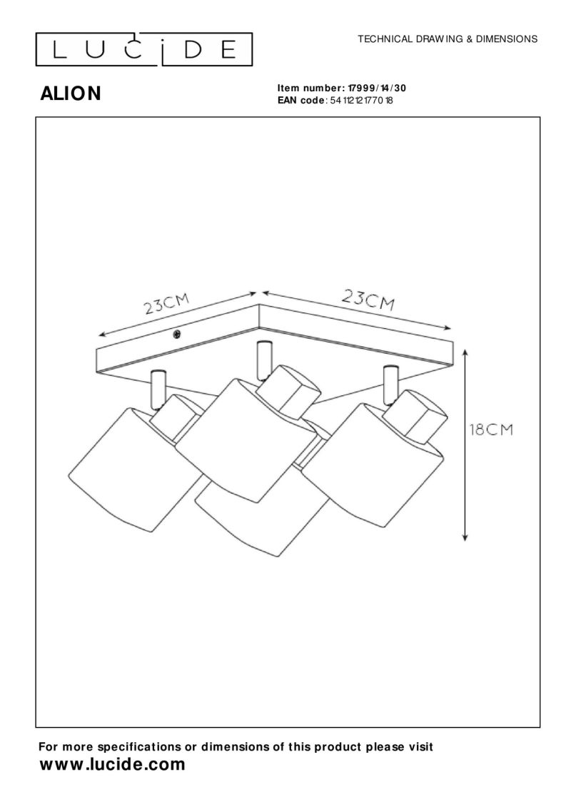 Lucide ALION - Stropné bodové svietidlo - 4xE14 - Čierne